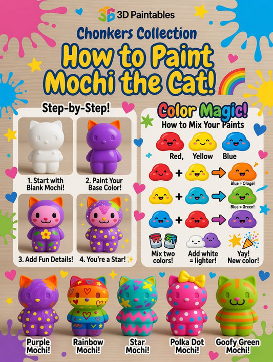 3D Paintables! Mochi the Cat - Paint it Yourself Kit