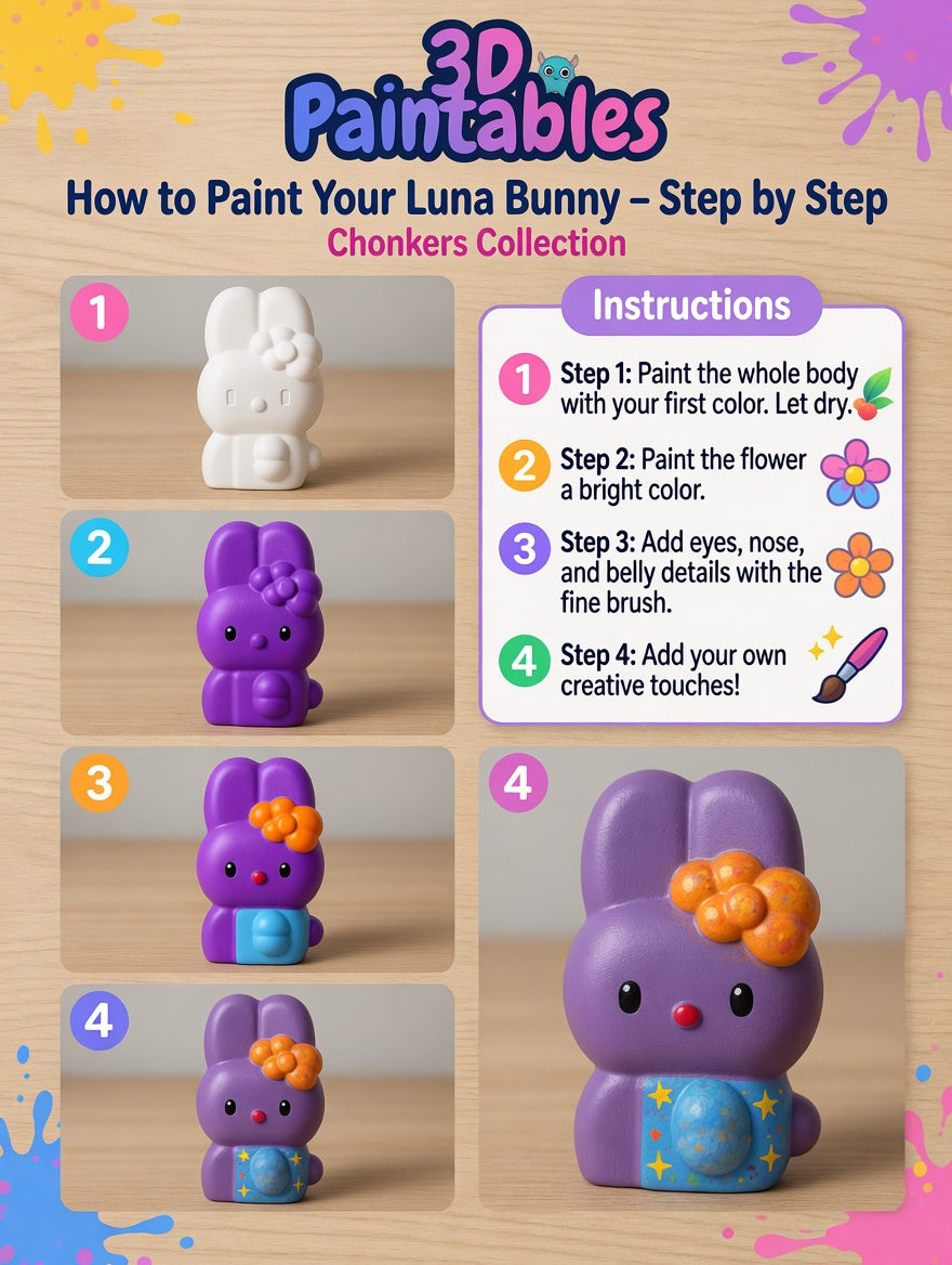 3D Paintables! Luna the Bunny - Paint Your Own Kit